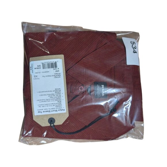 Prana Katya Short Sleeve Top Womens XS Rhubarb Standard Button Down NWT - Picture 4 of 4